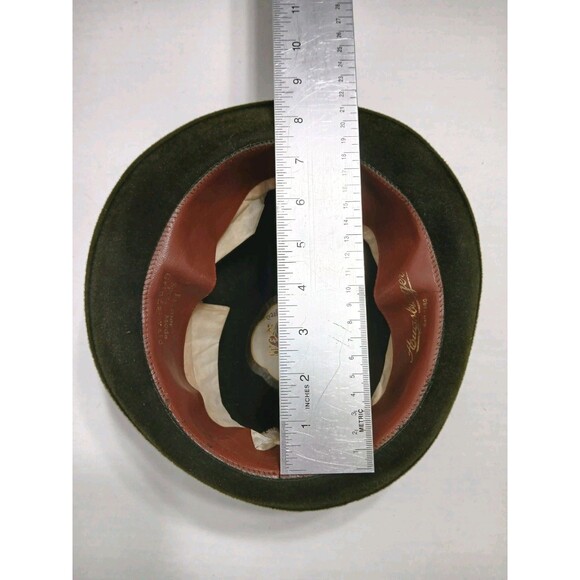 Vintage Wool Fedora Hat Green Rope Band German Austrian Swiss Haugsburger Felt - Picture 9 of 9